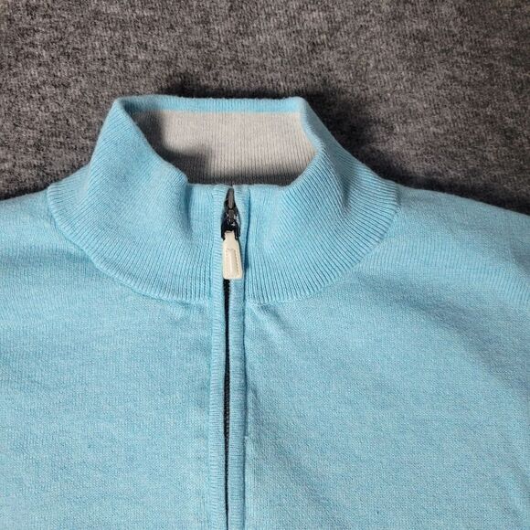 Vtg Peter Millar Crown Cotton Silk Quater Zip Mens Size M Blue Sweater Pullover - Picture 3 of 13